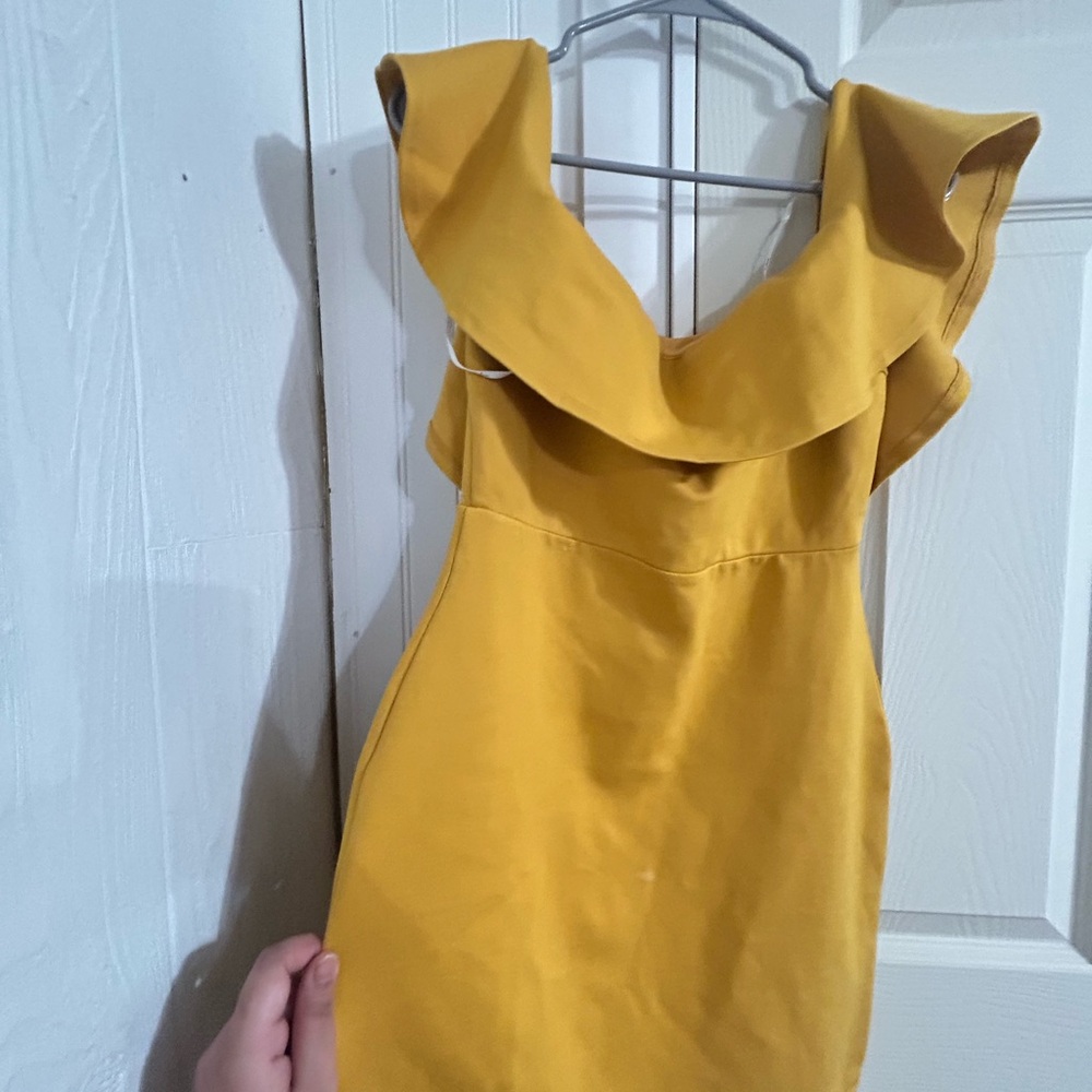Lulu's Golden Ruffle Holiday Mini Dress - Picture 4 of 10